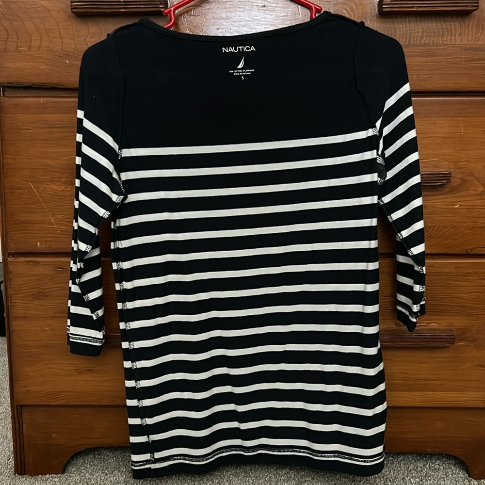 Nautica - Navy Blue Striped 3/4 sleeves shirt